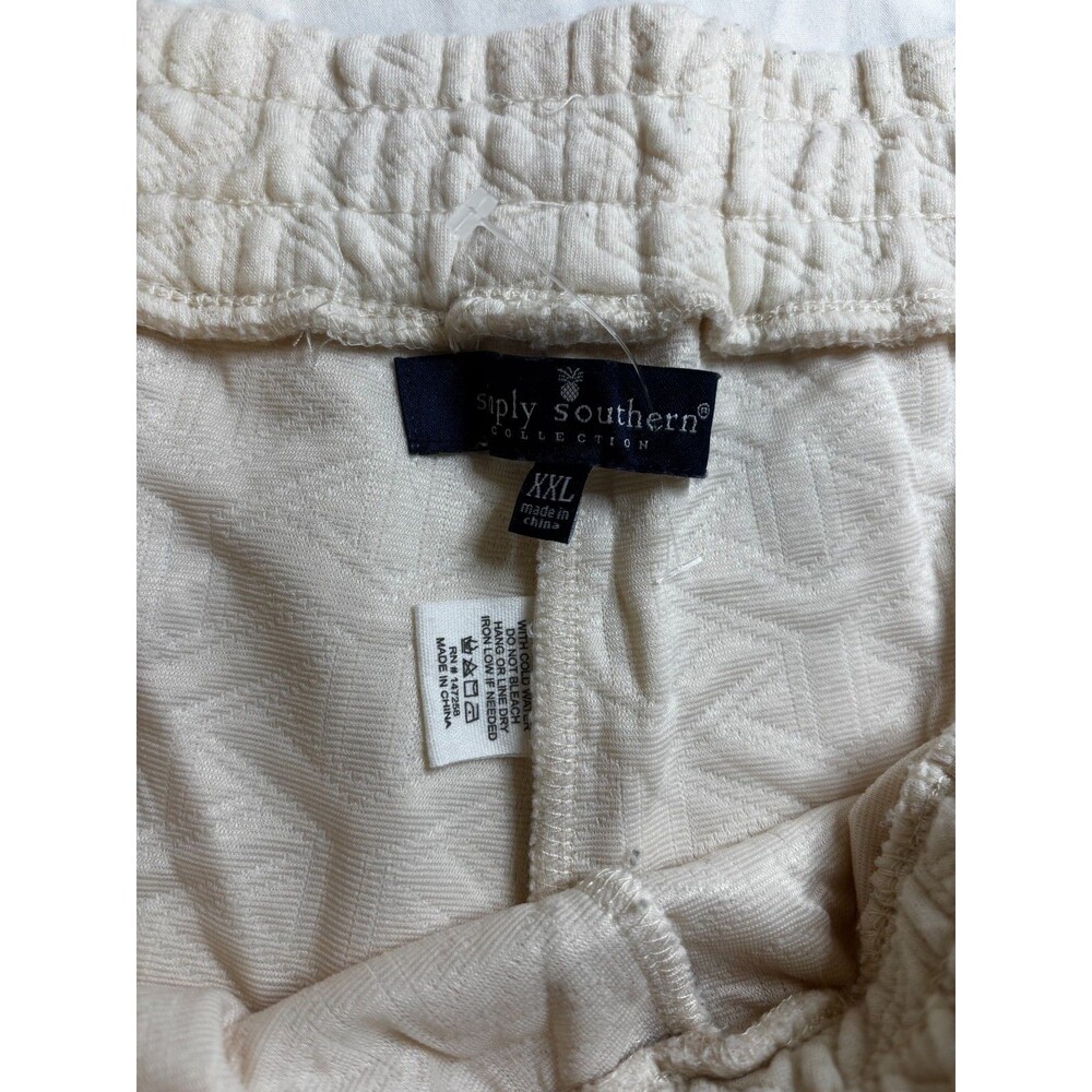 Simply Southern XXL Ivory Quilted Capri Pants Pearl Jewel Rhinestone Embellished - Picture 5 of 11